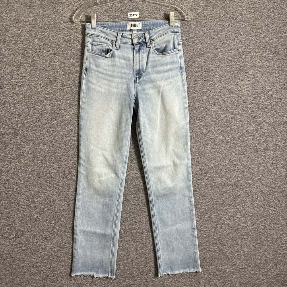 Paige Women's Size 25 Light Blue Stretch Cindy High Waisted Crop Straight Jeans